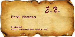 Erni Neszta névjegykártya